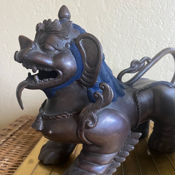 Bronze 18th century foo dogs the Paul lapis - Picture 9 of 16